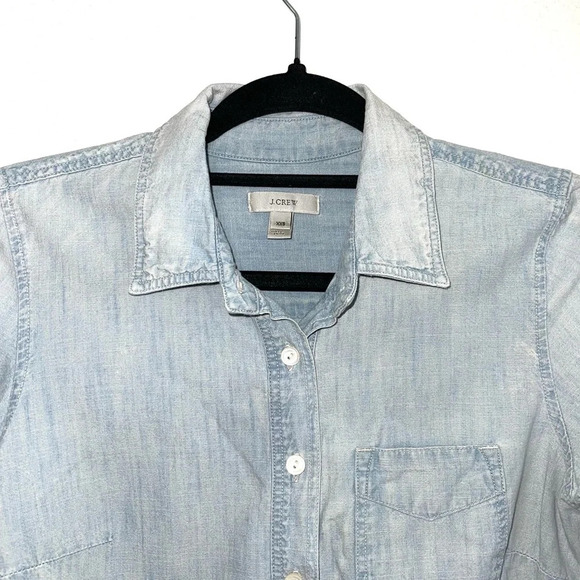 J. Crew 100% Cotton Light Wash Chambray Button Front Shirt Xxsmall Women’s - Picture 3 of 11